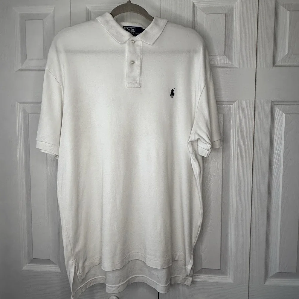 Polo Ralph Lauren Mens Tennis Golf Polo Shirt Size XL Pullover‎ White Small Pony